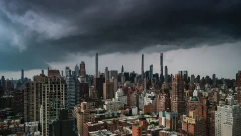 Summer Storm Cell Cityscape (Two of Two) Stock Footage 243835974