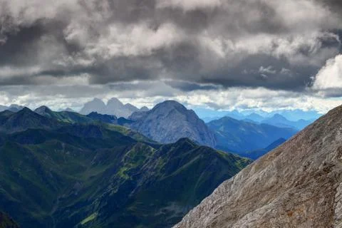 Summer storm clouds arrive in Carnic Alps main ridge Stock Photos