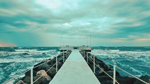 Summer storm on the pier Stock Footage 278037076