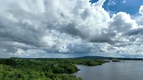 Summer stormclouds over lake Stock Footage 199287118