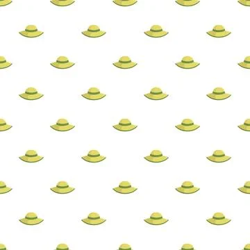 Summer straw hat accessory seamless pattern design Stock Illustration