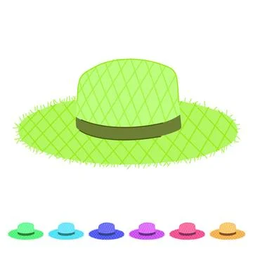 Summer straw hat vector cartoon graphic Stock Illustration