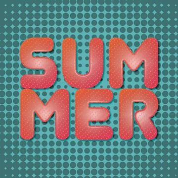 Summer strawberry effect text with halftone pattern background Stock Illustration