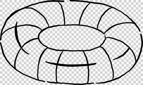 Summer Striped Pool Float Outline Illustration Cartoon Hand Drawn Stock Illustration