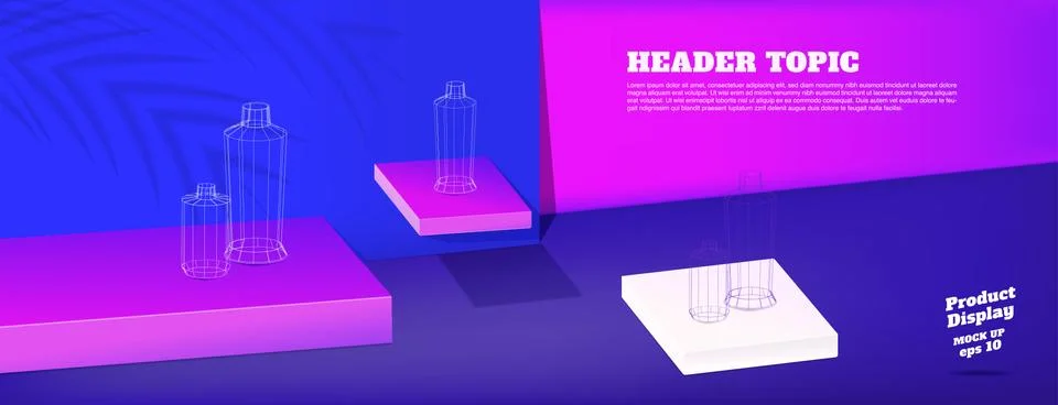 Summer studio table with product display block background.vivid purple pink a Stock Illustration