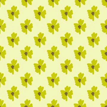 Summer style seamless doodle pattern with bright yellow flower buds elements. Stock Illustration