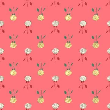 Summer style seamless pattern with light blue and yellow hydrangea flower pri Illustrazione stock