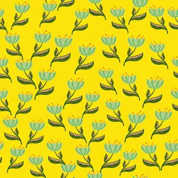 Summer style seamless pattern with little blue poppy flowers random silhouett Stock Illustration
