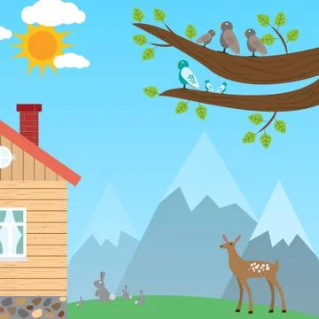 Summer in suburb Stock Illustration