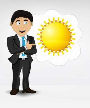 Summer sun in bubble idea concept of man in suit vector illustration Stock Illustration