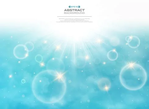 Summer of sun burst on soft light with blue sky background. Stock Illustration