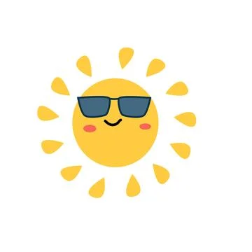 Summer sun character with sunglasses Illustrazione stock