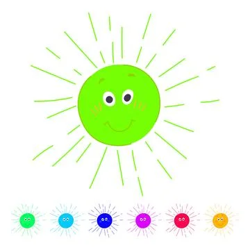 Summer sun character vector cartoon graphic Stock Illustration
