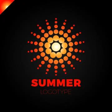 Summer sun with dot logo. Creative circel or dots star logotype Stock Illustration