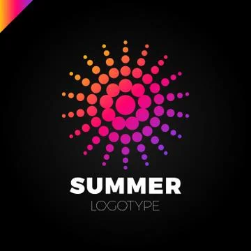 Summer sun with dot logo. Creative circel or dots star logotype Stock Illustration
