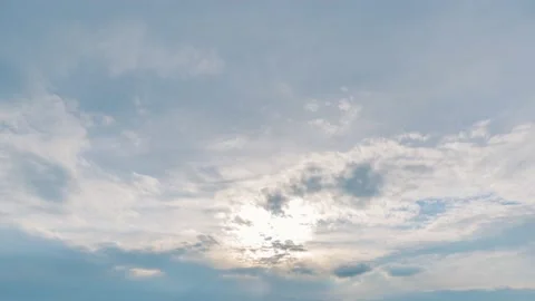 Summer Sun goes down at Blue sky and clouds timelapse nature background Stock Footage 155441384