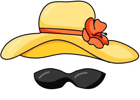 Summer Sun Hat And Black Sunglasses Illustration Stock Illustration