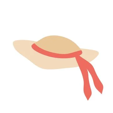 Summer Sun Hat. Beach Straw Head Wearing, Garment with Brims. Holiday Women.. Stock Illustration