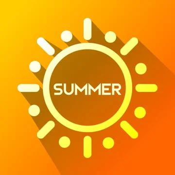 Summer sun icon in Flat  of web collection  long shadow icon illustration Stock Illustration