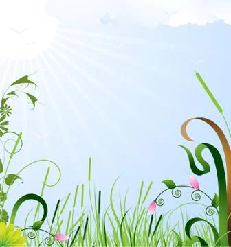 Summer sun landscape Stock Illustration