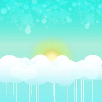 Summer, sun shiny on clouds with bokeh nature sky background Stock Illustration