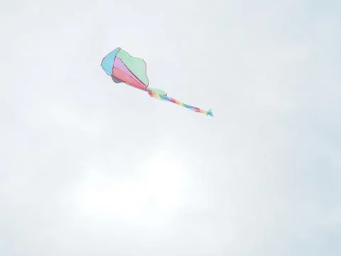 Summer sun sky clouds flying kite Stock Photos