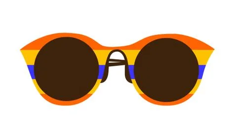 Summer Sunglasses with multicolored stripes. Flat vector illustration on a white Stock Illustration