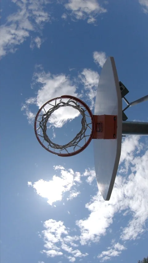 Summer sunny day unique angle basketball in slow motion Stock Footage 109181564