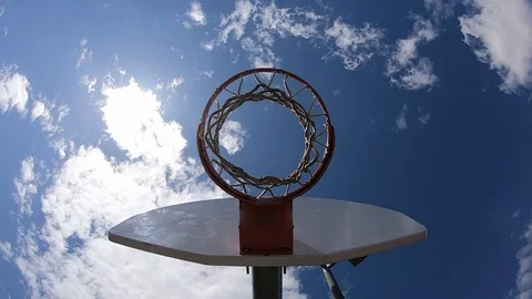 Summer sunny day unique angle basketball in slow motion Stock Footage 109181708