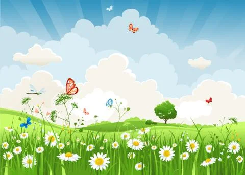 Summer sunny landscape Stock Illustration