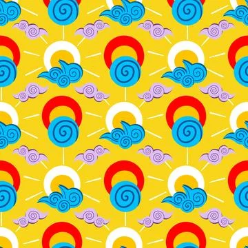 Summer sunny vector seamless pattern design Stock Illustration