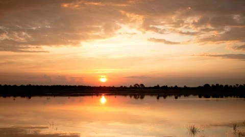 Summer sunrise time lapse at the river bank Stock Footage 11123771