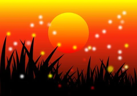 Summer sunset background Illustrazione stock