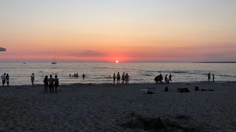 Summer sunset on the beach Stock Footage 127736668