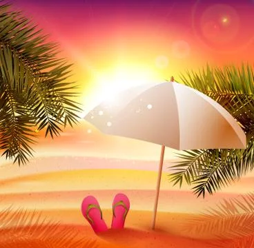Summer sunset on the beach Stock Illustration
