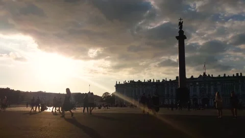 Summer sunset on the central Palace Square Stock Footage 152788046