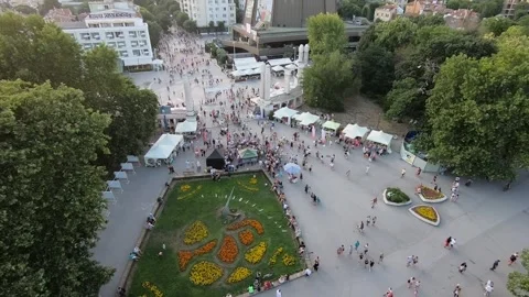 Summer Sunset Drone View of Central Varna and Sea Garden, BG July 2019 Stock Footage 323454547