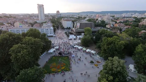 Summer Sunset Drone View of Central Varna and Sea Garden, BG Video stock 323454596