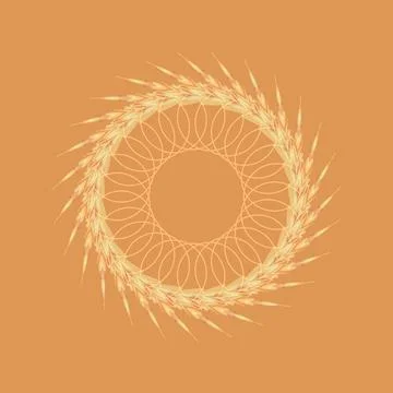 Summer sunset gradient: lotus petal mandala in citron ice, sand dollar, clay ora Stock Illustration