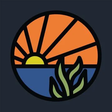 Summer sunset graphic illustration vector art t-shirt design Stock Illustration