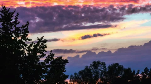 Summer sunset landscape with clouds running across the sky, time-lapse. Stock-Footage 66342656
