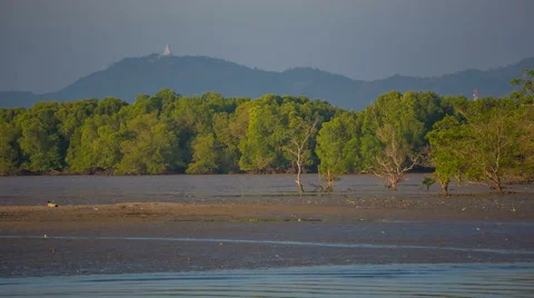 Summer sunset light buddha mountain beach panorama hd thailand Stock Footage 64565162