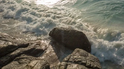 Summer sunset light freedom beach waves hd phuket thailand Stock-Footage 64565734
