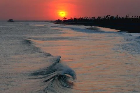 Summer sunset ocean Stock Photos