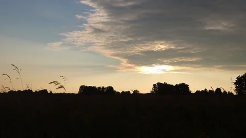 Summer sunset over the field Stock Footage 119873880