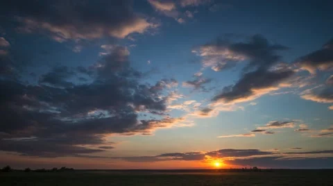 Summer Sunset Over The Field. Time lapse Stock Footage 63076423