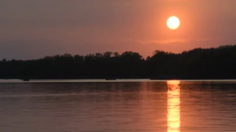 Summer sunset over a large lake Stock Footage 67526960