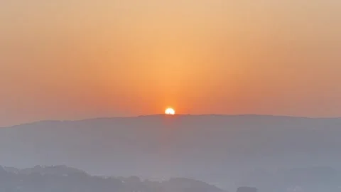 Summer sunset over rolling hills with green trees and panoramic view 🌳🌅 Stock Footage 310964525