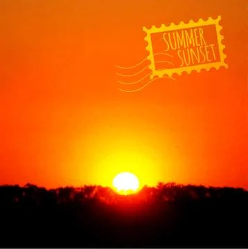 Summer sunset. realistic vector background. Stock Illustration