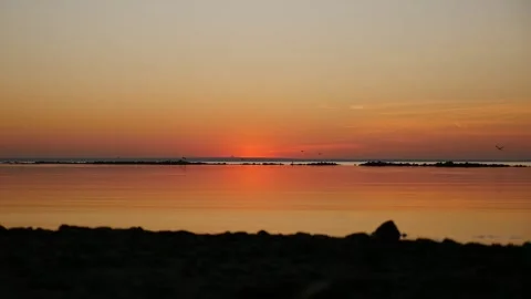 Summer sunset by the sea Stock Footage 182908736